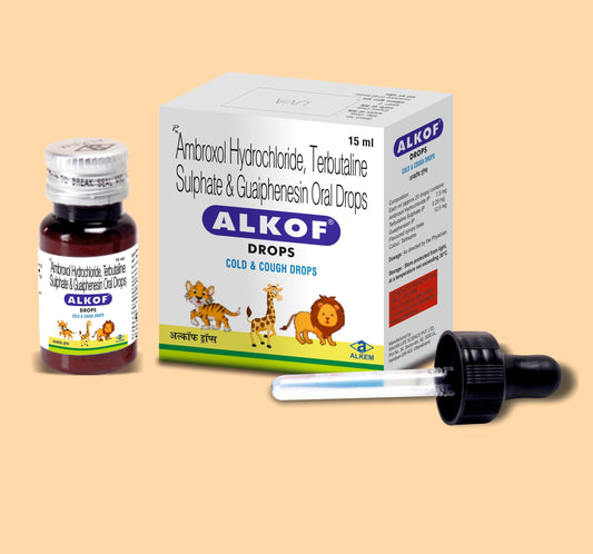 Alkof Drops 15Ml ( Ambroxol 7.5 Mg + Terbutaline 0.25 Mg + Guaiphenesin 12.5 Mg / Ml ) By Alkem
