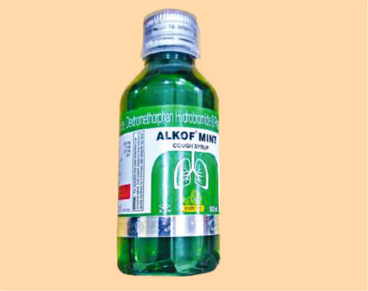 Alkof Mint Cough Syrup (100Ml) ( Cetirizine 2.5 Mg Dextromethorphan Hbr 5 Mg Phenylephrine Hcl 2.5 Mg ) Alkem1