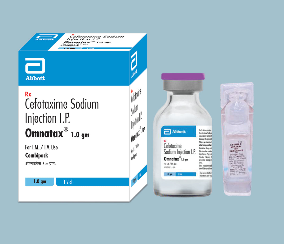 Omnatax 1gm Injection (25x20x1gm) Cefotaxime 1000 mg Inj by Abbott