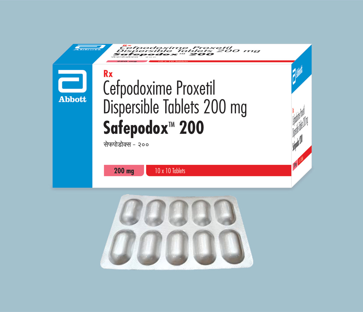 Safepodox 200mg Tablets (60x10x10's) Cefpodoxime Proxetil 200 mg DT Tab by Abbott