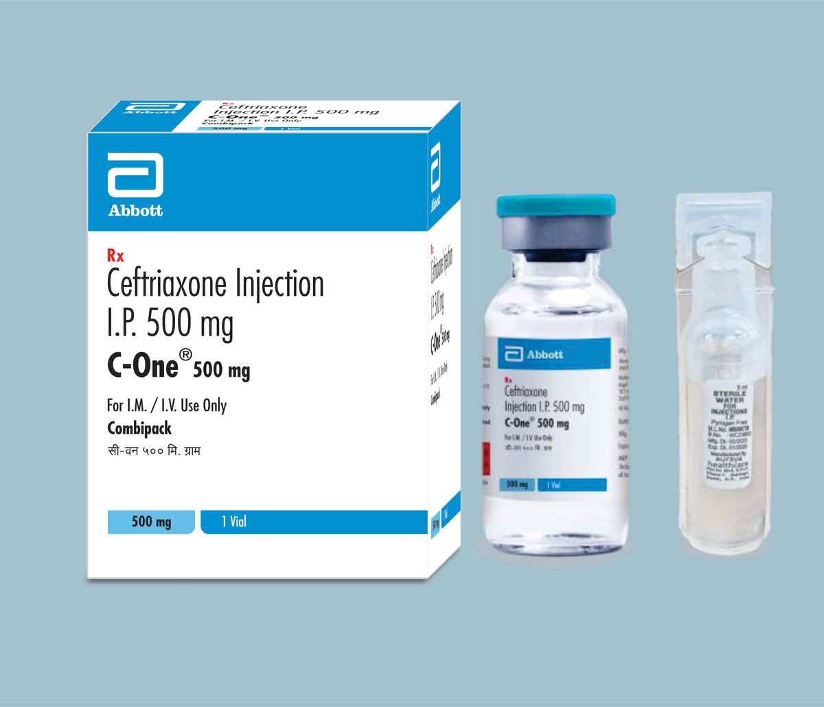 C-One 500mg Injection (16x25x1g m) Ceftriaxone 500 mg Inj by Abbott