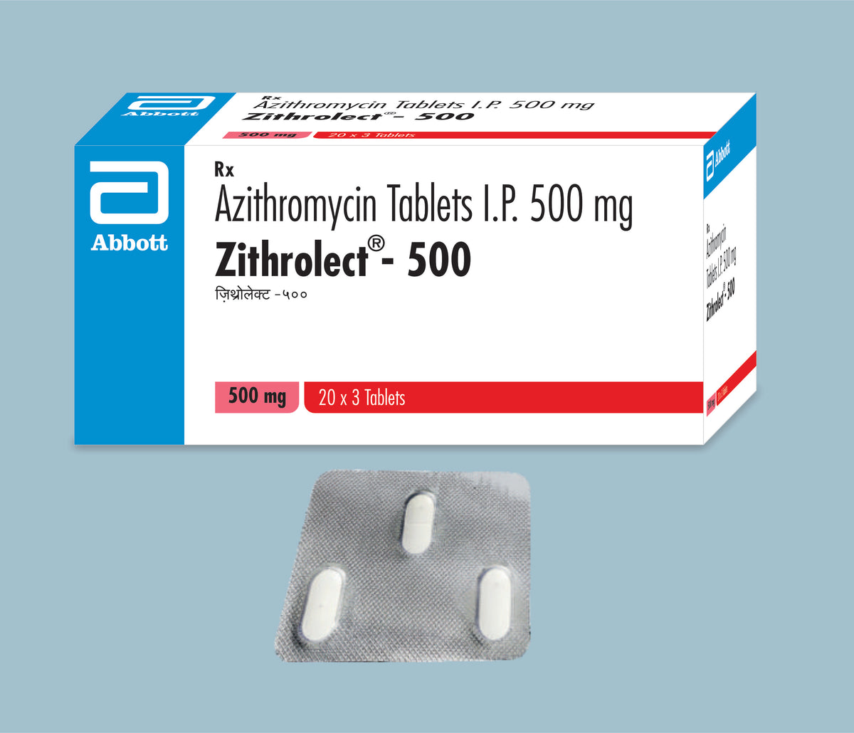 Zithrolect 500 Tablets 3s (50x20x3's) Azithromycin 500 mg Tab by Abbott