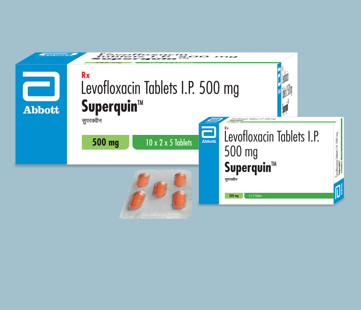 Superquin I.V (100x100ml) Levofloxacin 500 mg, Dextrose Anhydrous 5.0% w/v IV Infusion by Abbott