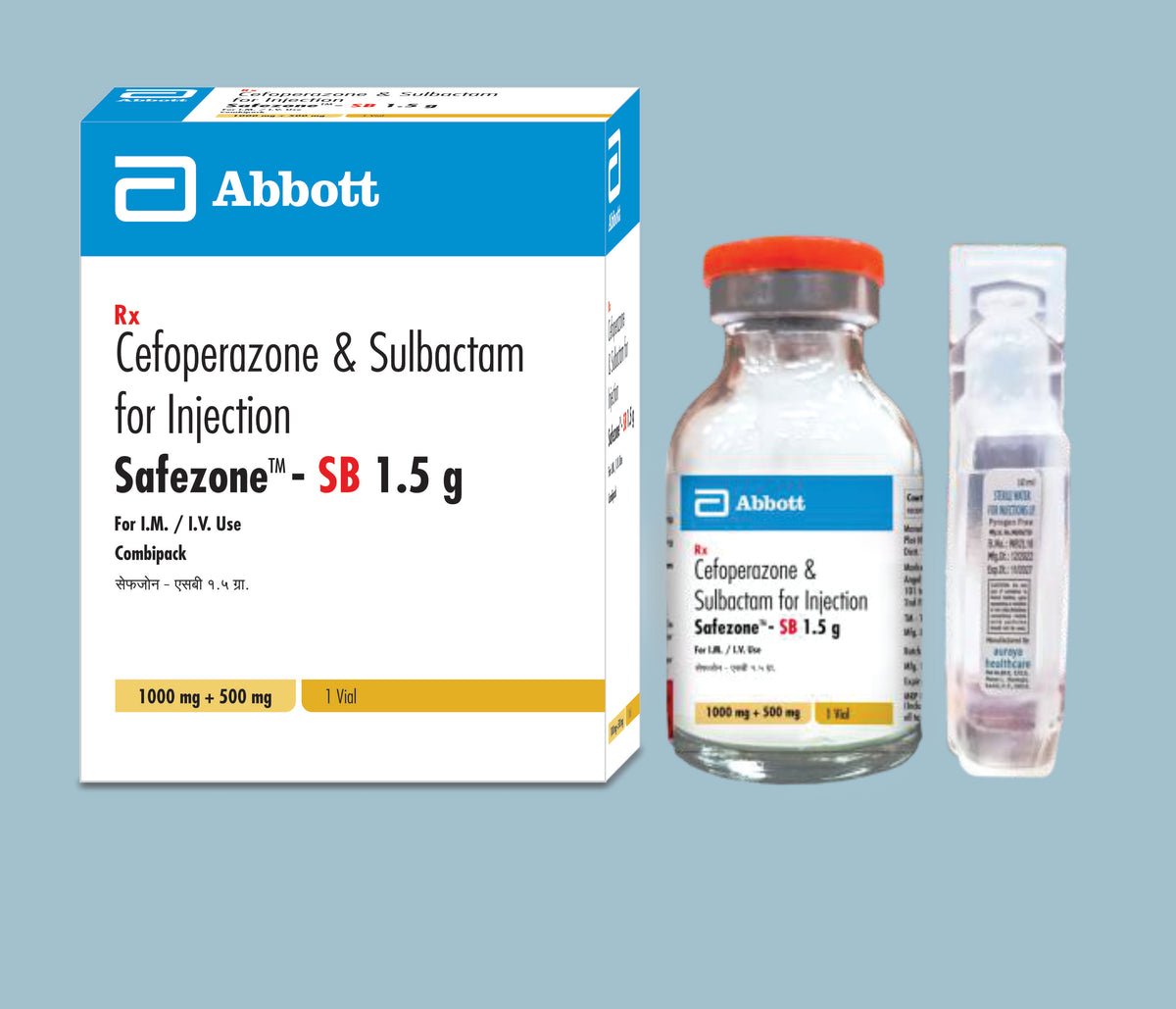 Safezone SB 1.5g Injection (12x25x1.5gm) Cefoperazone 1000 mg, Sulbactam 500 mg Inj by Abbott