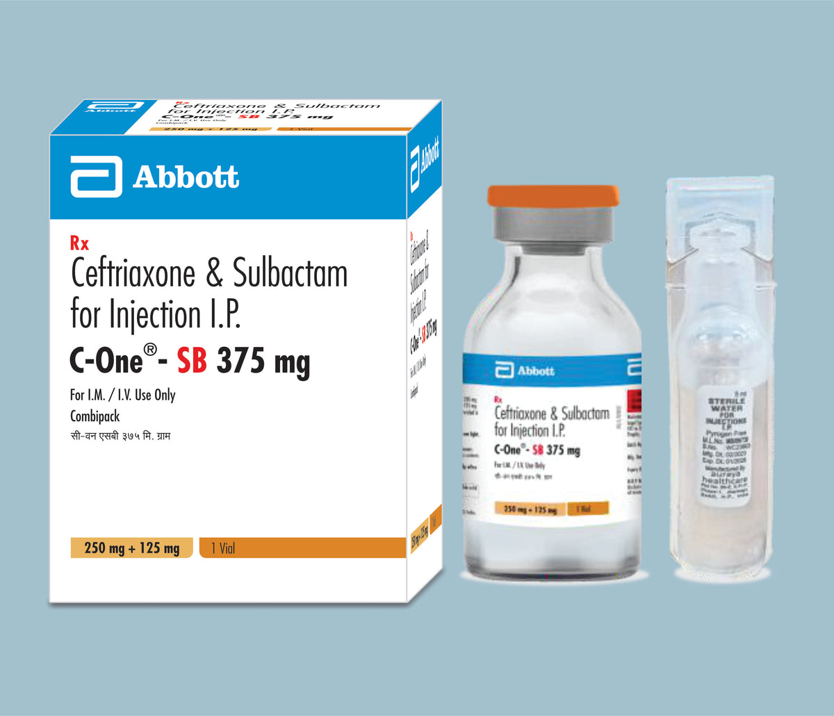 C-One SB 375 Injection (16x25x1g m) Ceftriaxone 250 mg, Sulbactam 125 mg Inj by Abbott
