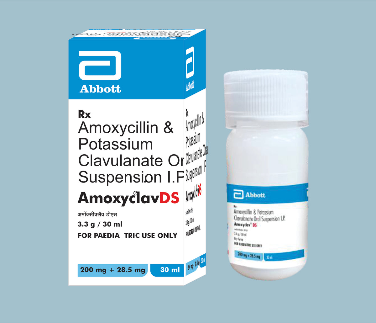 Amoxyclav Dry Syrup HDPE Bottle (8x25x30ml) Amoxycillin 200 mg, Potassium Clavulanate 28.5 mg Dry Syr by Abbott
