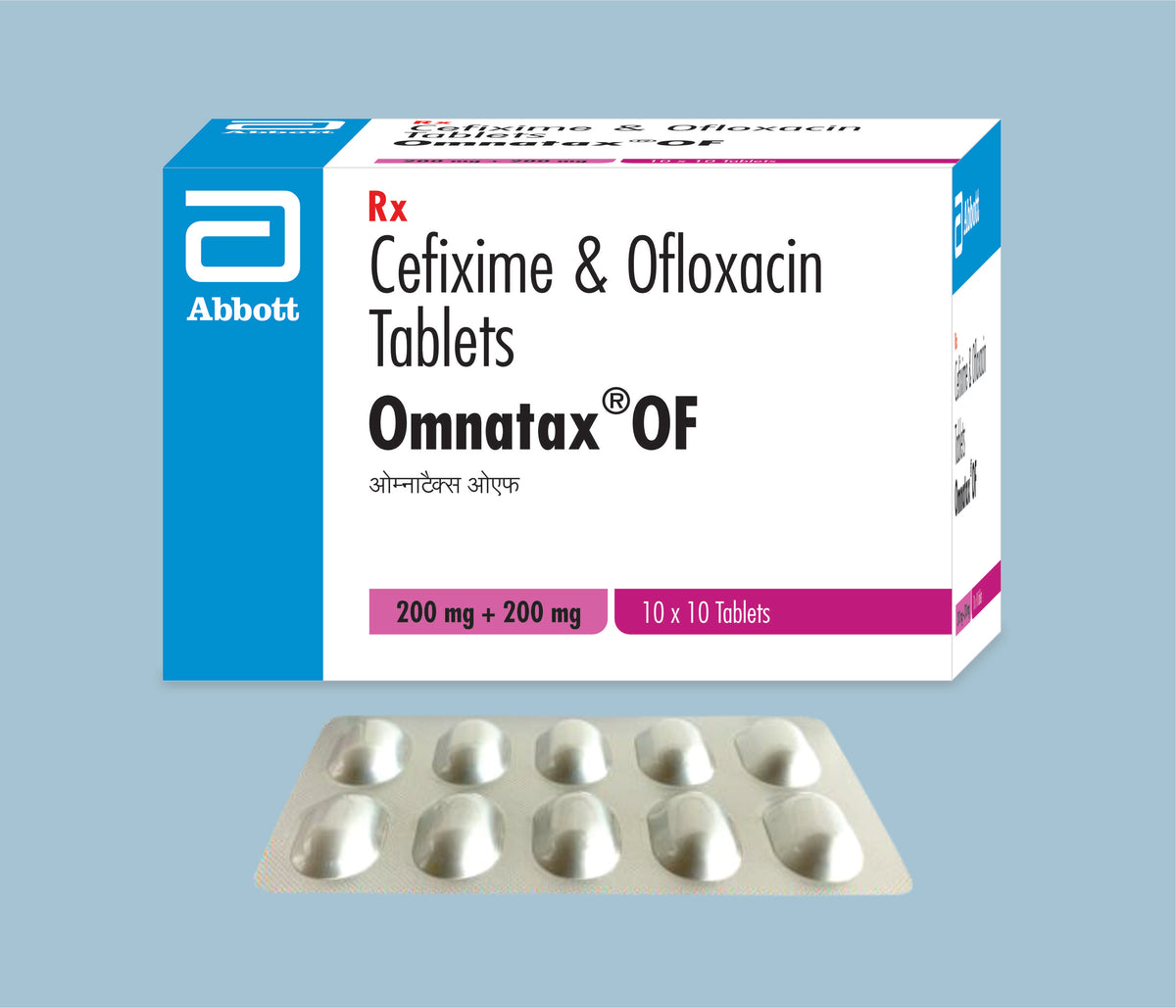 Omnatax OF Tablets (50x10x10's) Cefixime 200 mg, Ofloxacin 200 mg Tab by Abbott