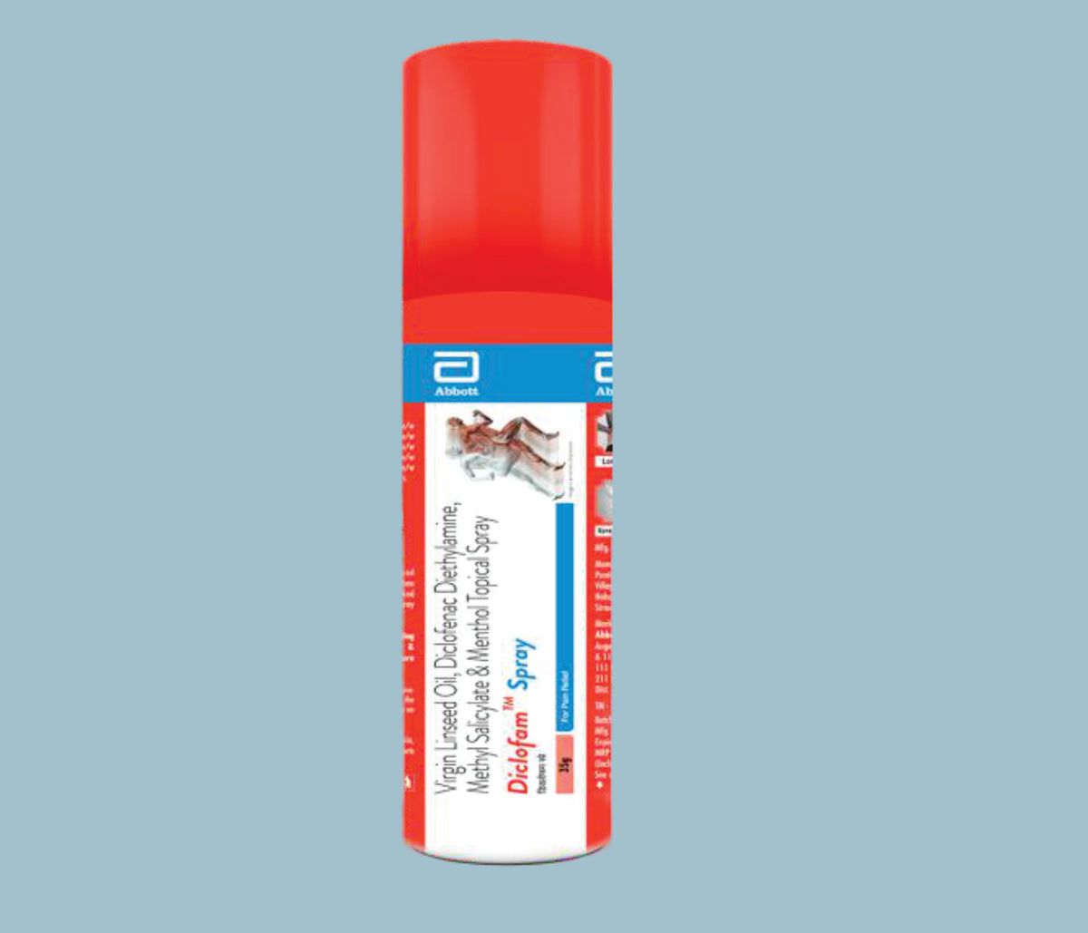 Diclofam Spray 35g (24x6x35gm) Virgin Linseed Oil 3% w/w, Diclofenac Sodium 1% w/w, Methyl Salicylate 10% w/w, Menthol 5% w/w Spray by Abbott