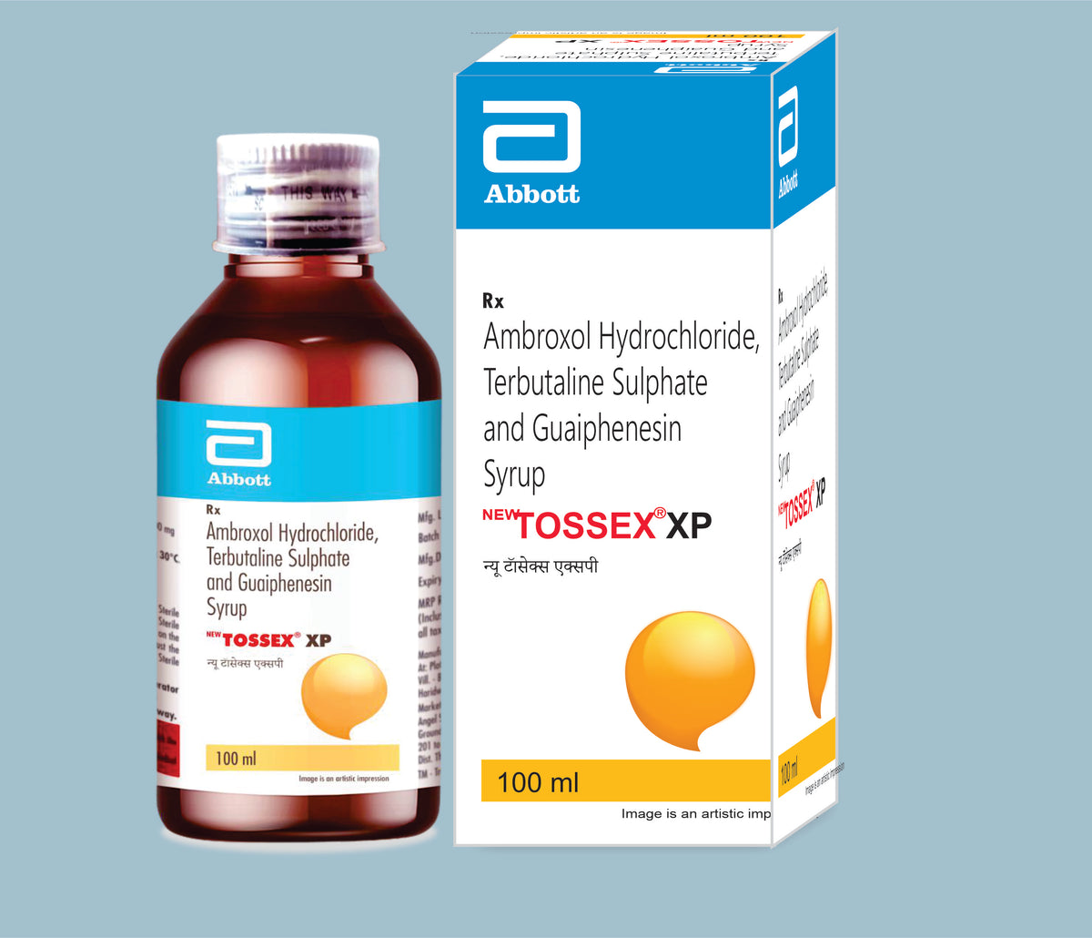 New Tossex XP (120x100ml) Ambroxol 15 mg, Terbutaline 1.25 mg, Guaiphenesin 50 mg by Abbott