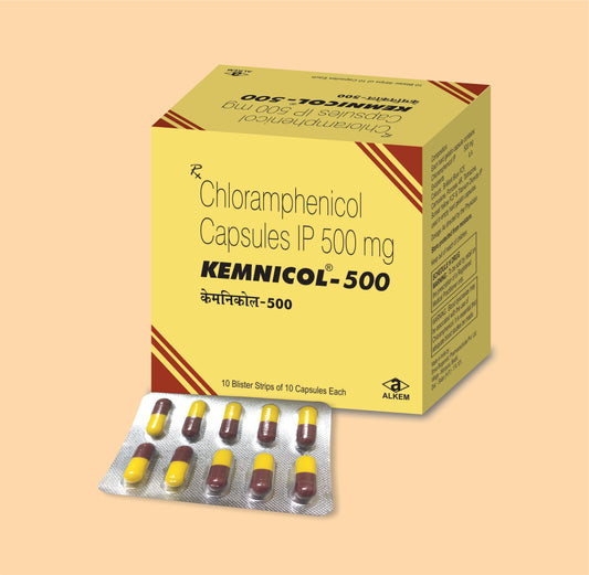 Kemnicol 500 Cap (10'S)(Yellow & Maroon) (10'S) Chloramphenicol 500 Mg By Alkem