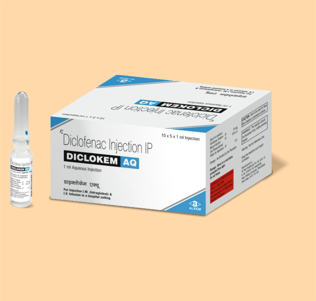 Diclokem Aq Inj-1Ml (1 Ml Amp) Diclofenac Sodium 75 Mg By Alkem