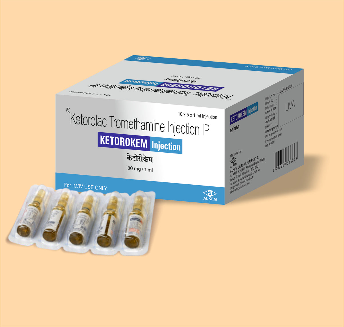 Ketorokem Inj (1Ml) (1Ml) Ketorolac Tromethamine 30 Mg By Alkem