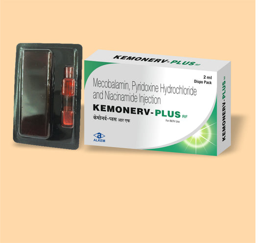Kemonerv-Plus Rf (2Ml) (2 Ml (Dispo Pack)) Methylcobalamin 1000 Mcg + Pyridoxine Hydrochloride 100 Mg + Nicotinamide 100 Mg By Alkem