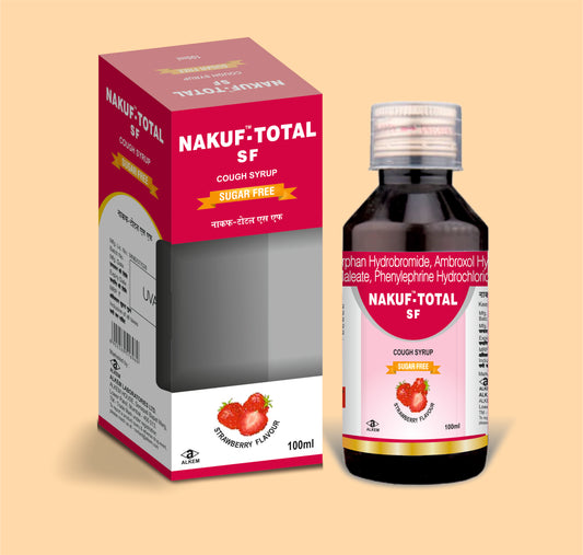 Nakuf Total (100Ml) (100Ml) Dextromethorphan Hydrobromide 10 Mg + Ambroxol Hydrochloride 15 Mg + Chlorpheniramine Maleate 2 Mg + Phenylephrine Hydrochloride 5 Mg + Menthol 1.5 Mg By Alkem