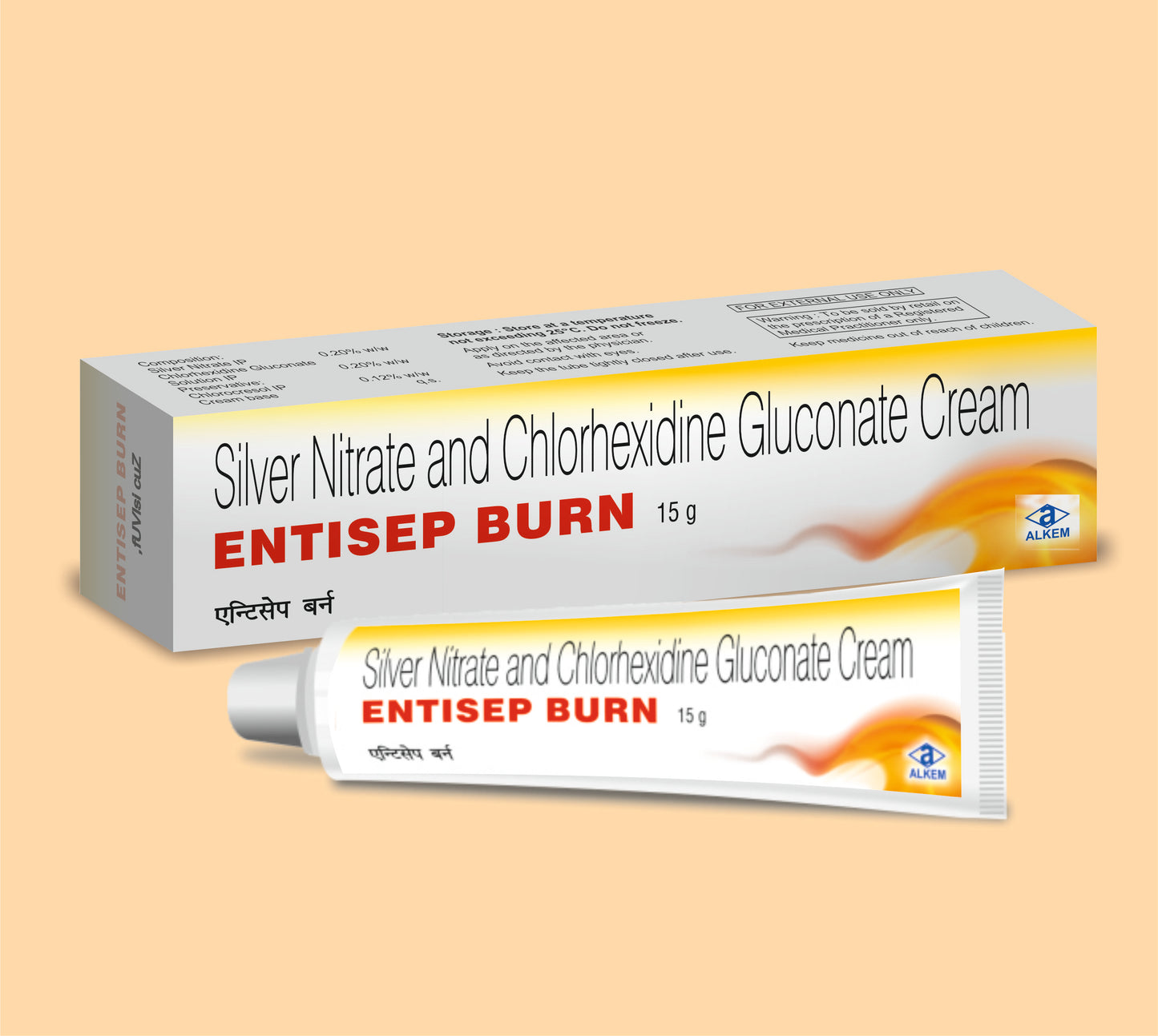 Entisep Burn (15G) 15 gSilver Nitrate 0.20% W/W + Chlorohexidine Gluconate Sol 0.2% + Chlocresol 0.12% by Alkem