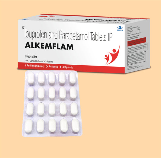 Alkemflam Tablets (20'S) 20sIbuprofen 400 Mg + Paracetamol 325 Mg by Alkem