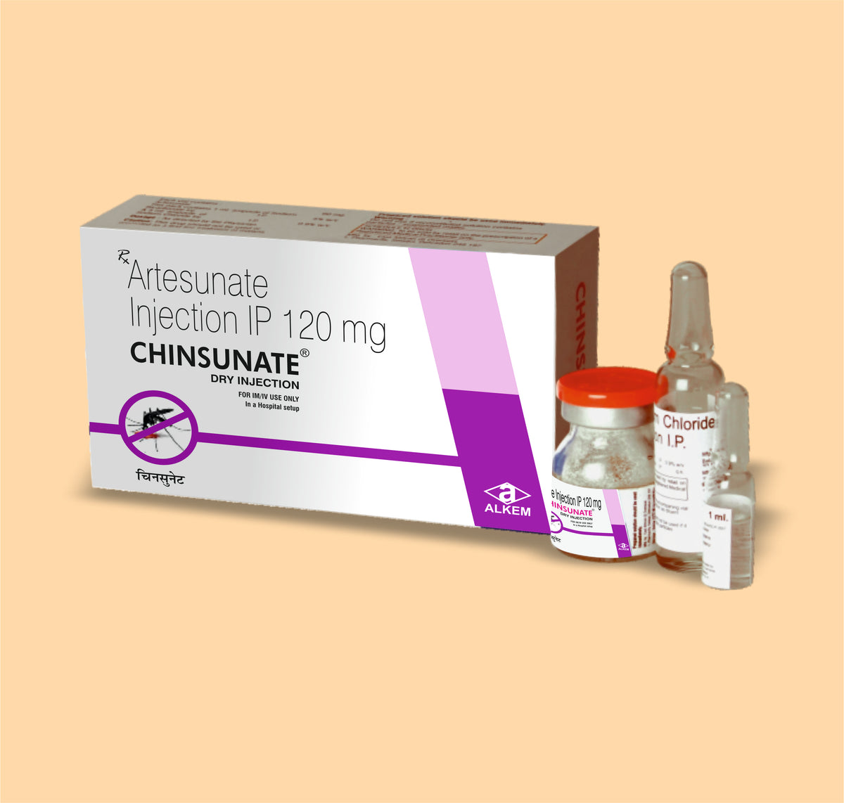 Chinsunate Injection 120 Mg (10Ml Vail) (10 Ml Amp) Artesunate 120 Mg + Sodium Bicarbonate 5% W/V + Sodium Chloride 0.9% W/V By Alkem
