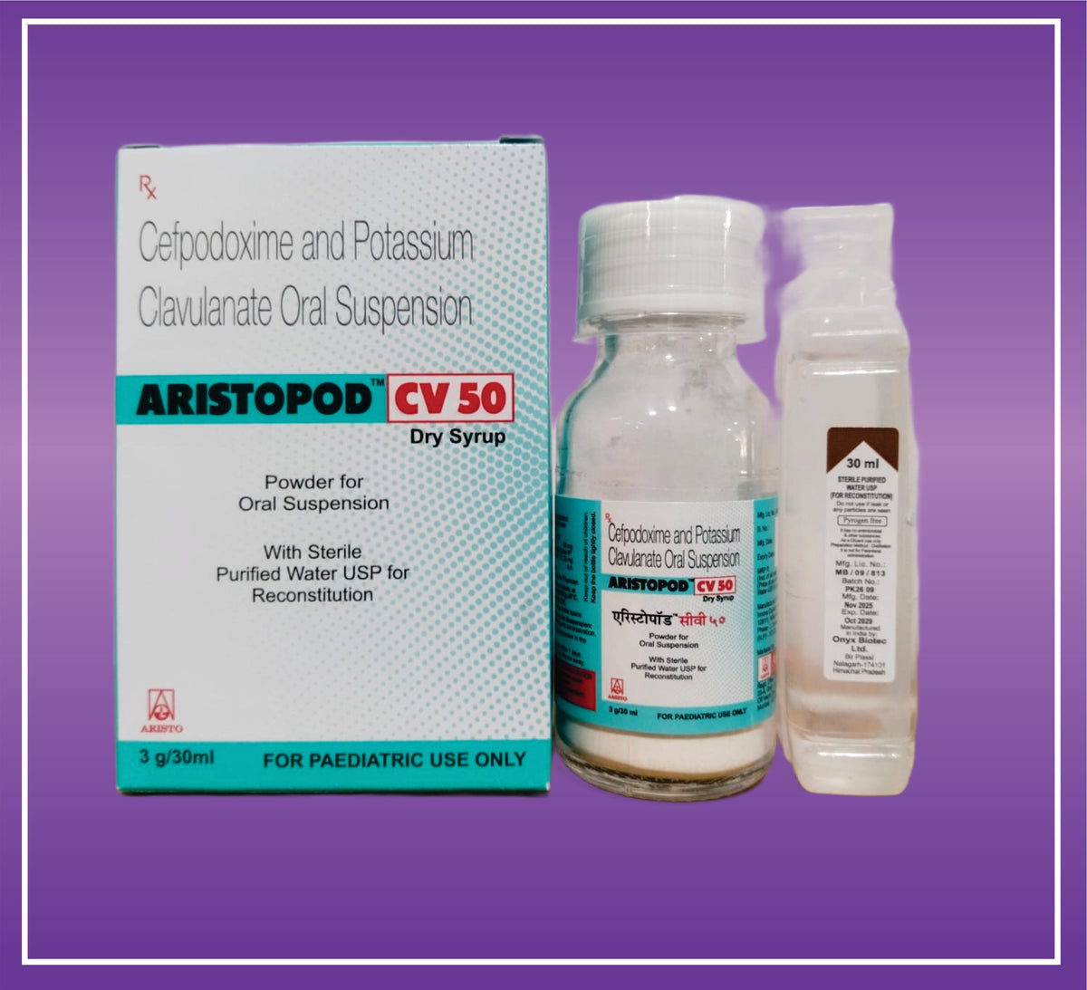 Aristopod CV 50 DS (30ml +SWFI) Cefpodoxime 50mg + Clav 31.25mg Dry Syrup With SWFI by Aristo