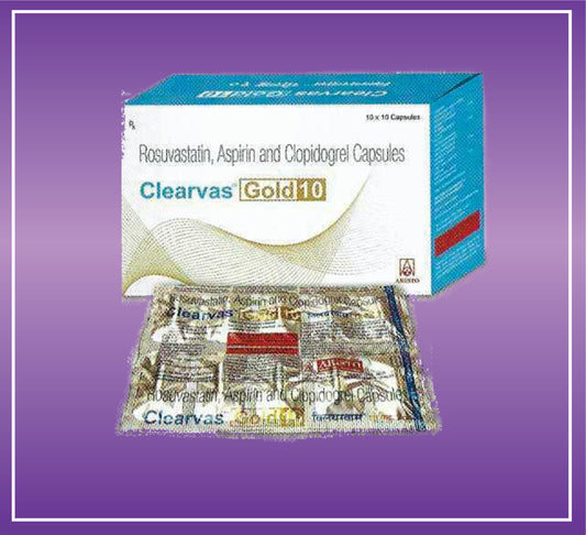 Clearvas Gold 10 Cap (10x10) Rosuvastatin 10mg + Clopidogrel 75mg + Aspirin 75mg