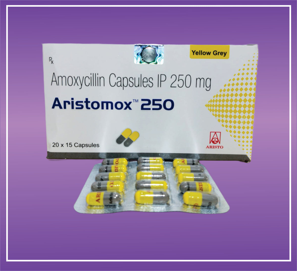 Aristomox 250 (Yellow/ Grey) (20x15) Amoxicillin 250mg by Aristo