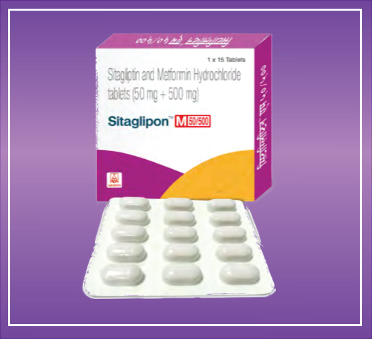 Sitaglipon M 500 Tab (10x1x15) Sitagliptin 50 mg, Metformin 500 mg Tab by Aristo