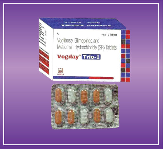 Vogday Trio - 1 Tab (10x10) Glimepiride 1mg + Metformin 500mg + Voglibose 0.2mg