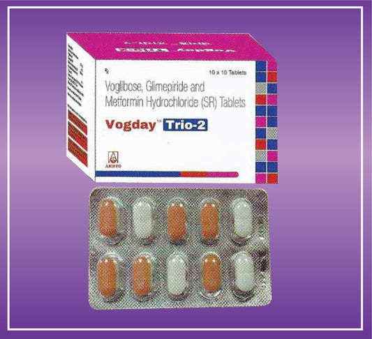 Vogday Trio - 2 Tab (10x10) Glimepiride 2mg + Metformin 500mg + Voglibose 0.2mg