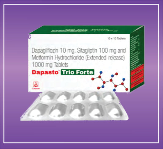 Dapasto Trio Forte Tab (10x10) Dapagliflozin 10mg + Metformin 1000mg + Sitagliptin 100mg by Aristo