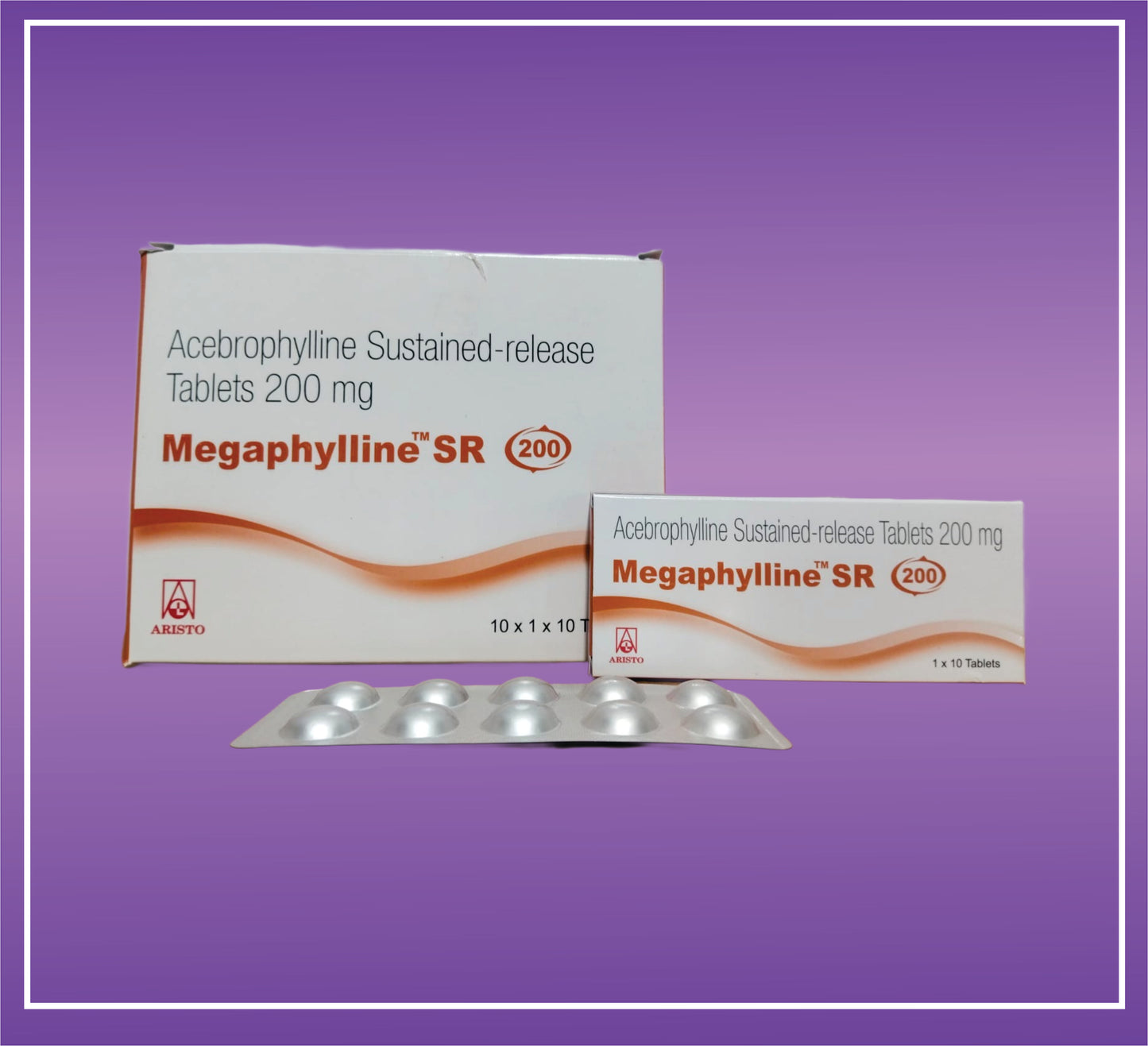 Megaphylline 200SR Tab (10x1x10) Acebrophylline 200mg Sustained Release