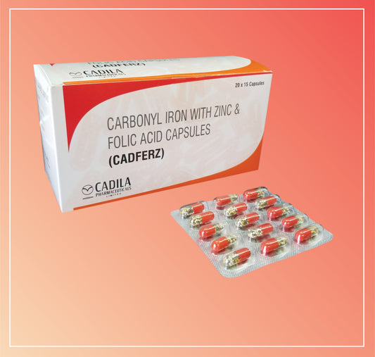 CADFERZ (Carbonyl Iron 50 mg + Zinc Sulphate Monohydrate 61.8 mg + Folic Acid 0.5 mg)