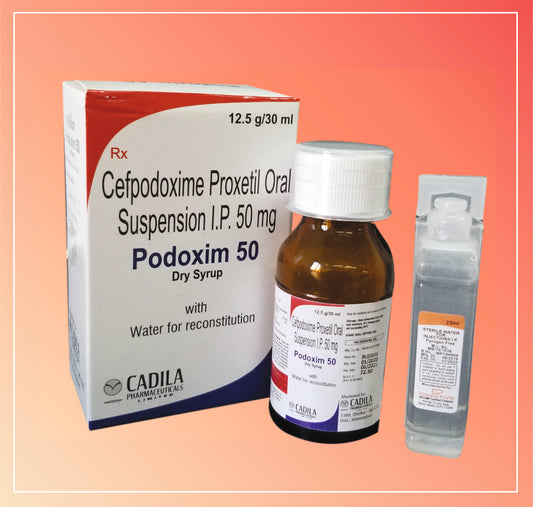 Podoxim 50Mg Dry Syrup (30 Ml ) Cefpodoxime 50 Mg/5 Ml (With Wfr) By Cadila