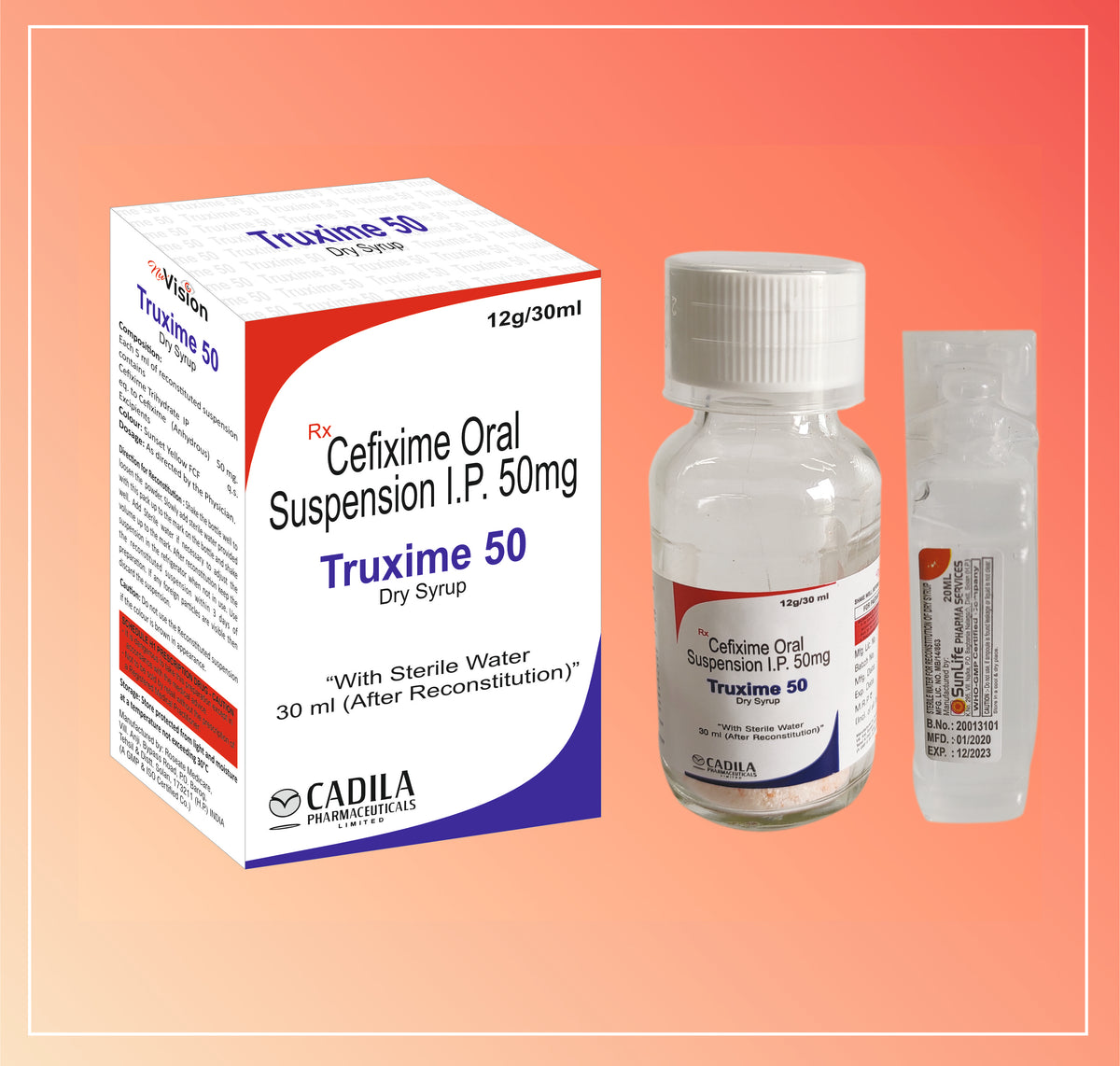 Truxime 50Mg Dry Syrup 30 Ml (30 Ml) Cefixime 50 Mg By Cadila