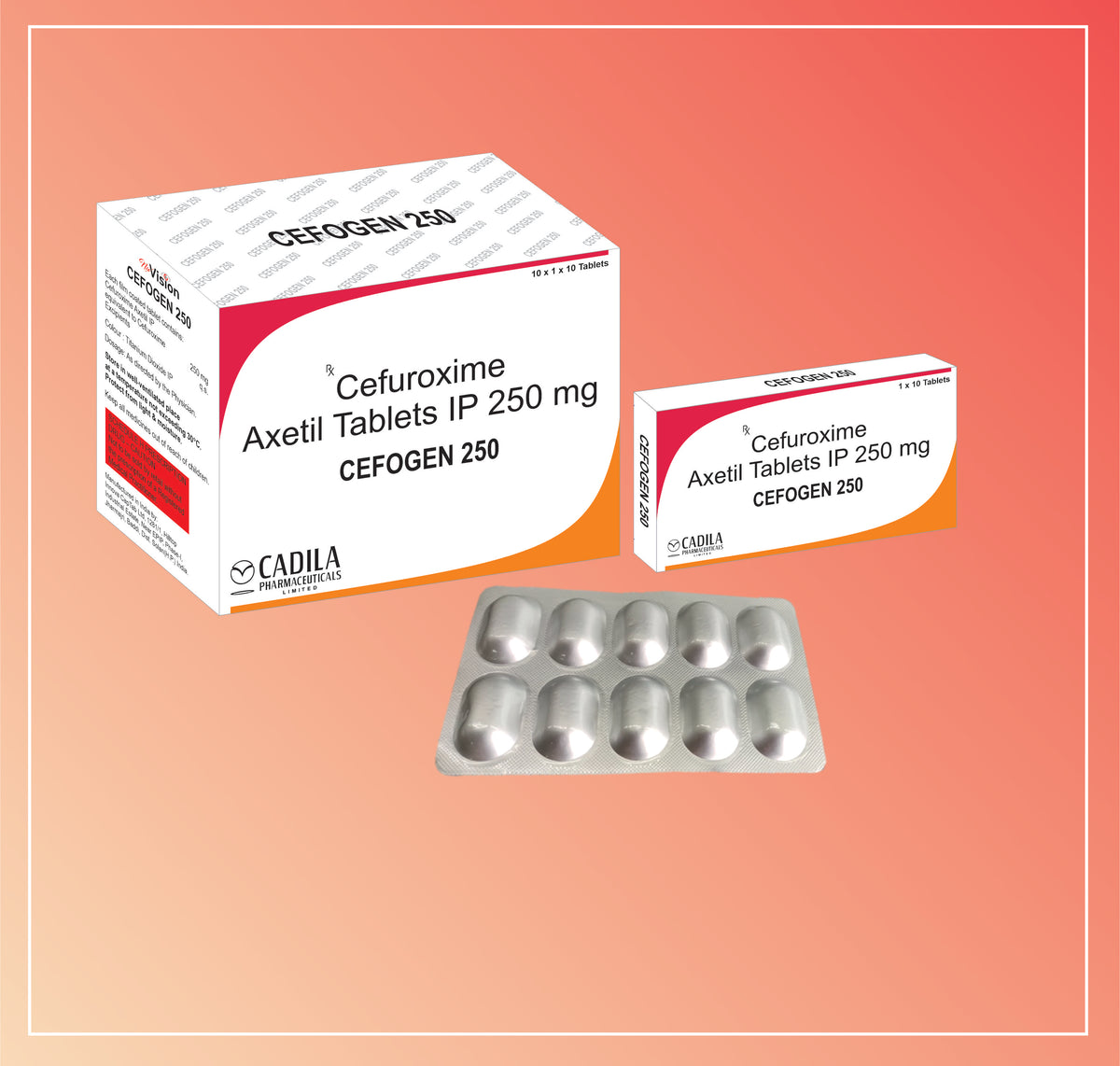 Cefogen 250 Tab (10X10 T) Cefuroxime Axetil 250 Mg By Cadila