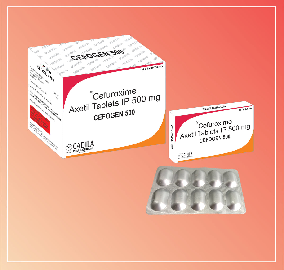 Cefogen 500 Tab (10X10 T) Cefuroxime Axetil 500 Mg By Cadila