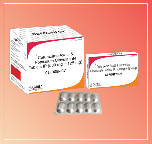 Cefogen Cv Tab (10X10 T) Cefuroxime Axetil 500 Mg + Clavulanic Acid 125 Mg By Cadila