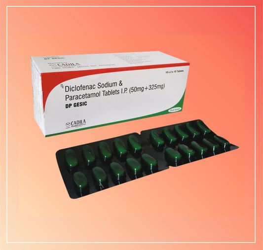 Dp Gesic Oval Green Tab (20X10 T) Diclofenac Sodium 50 Mg + Paracetamol 325 Mg By Cadila