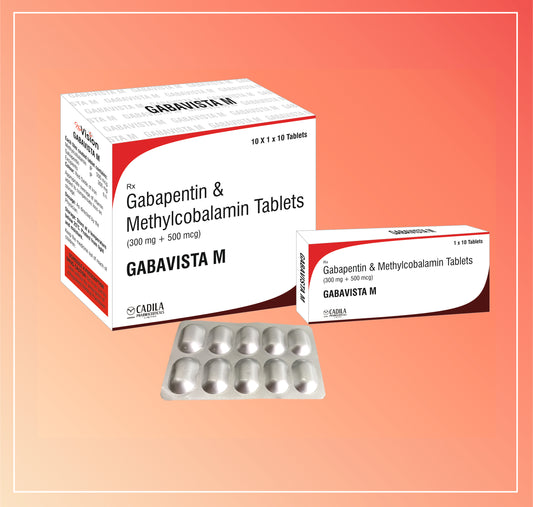 Gabavista M Tab (10X10T) Gabapentin 300 Mg + Methylcobalamin 500 Mcg By Cadila