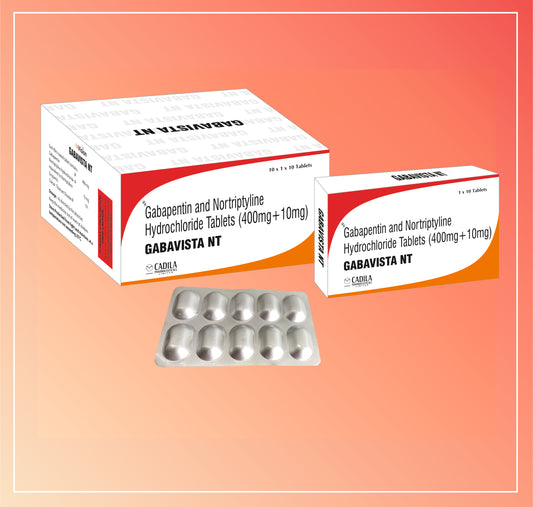 Gabavista Nt Tab (10X10T) Gabapentin 400 Mg + Nortriptyline Hydrochloride 10 Mg By Cadila