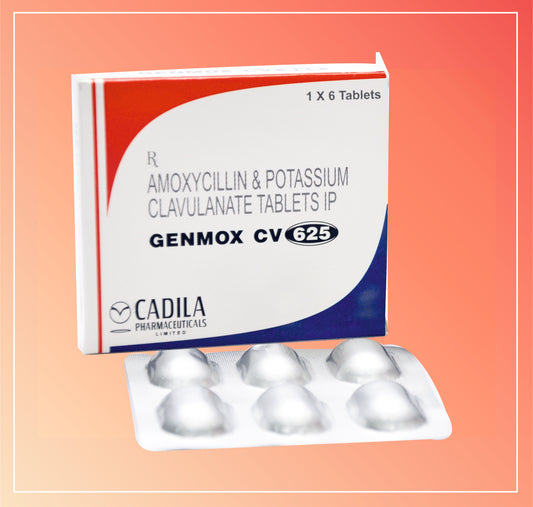Genmox Cv 625 Tab 6'S (20X6 T) Amoxycillin 500 Mg + Clavulanic Acid 125 Mg By Cadila