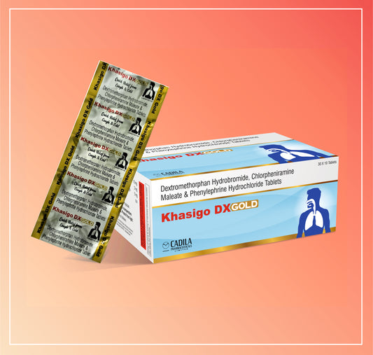 KHASIGO DX GOLD TAB 30X10 T (Dextromethorphan Hydrobromide 10 mg + Chlorpheniramine Maleate 2 mg + Phenylephrine Hydrochloride 5 mg)