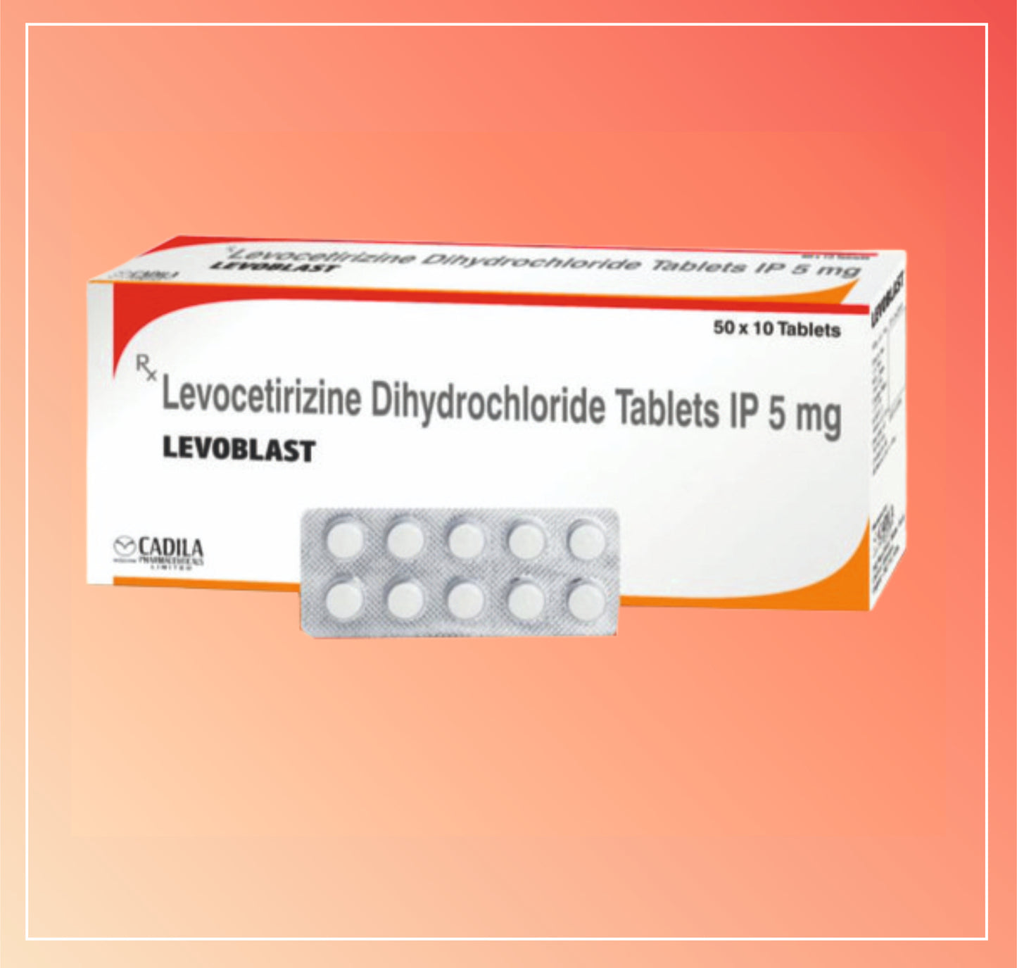 LEVOBLAST TAB 50X10 T (Levocetirizine Dihydrochloride 5 mg Tablets 
) by Cadila