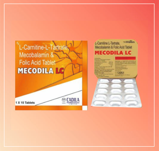 MECODILA LC TAB 10X15 T (L-Carnitine L-Tartrate 500 mg, Mecobalamin 1500 mcg & Folic Acid 1.5 mg Tablets)