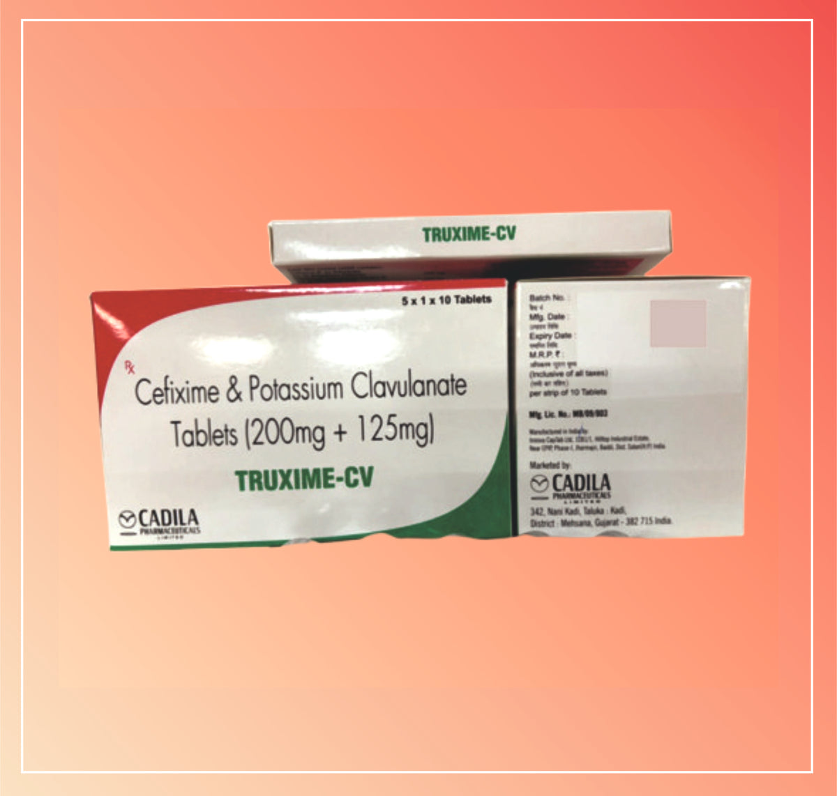 Truxime Cv Tab (5X10 T) Cefixime 200 Mg + Clavulanic Acid 125 Mg By Cadila