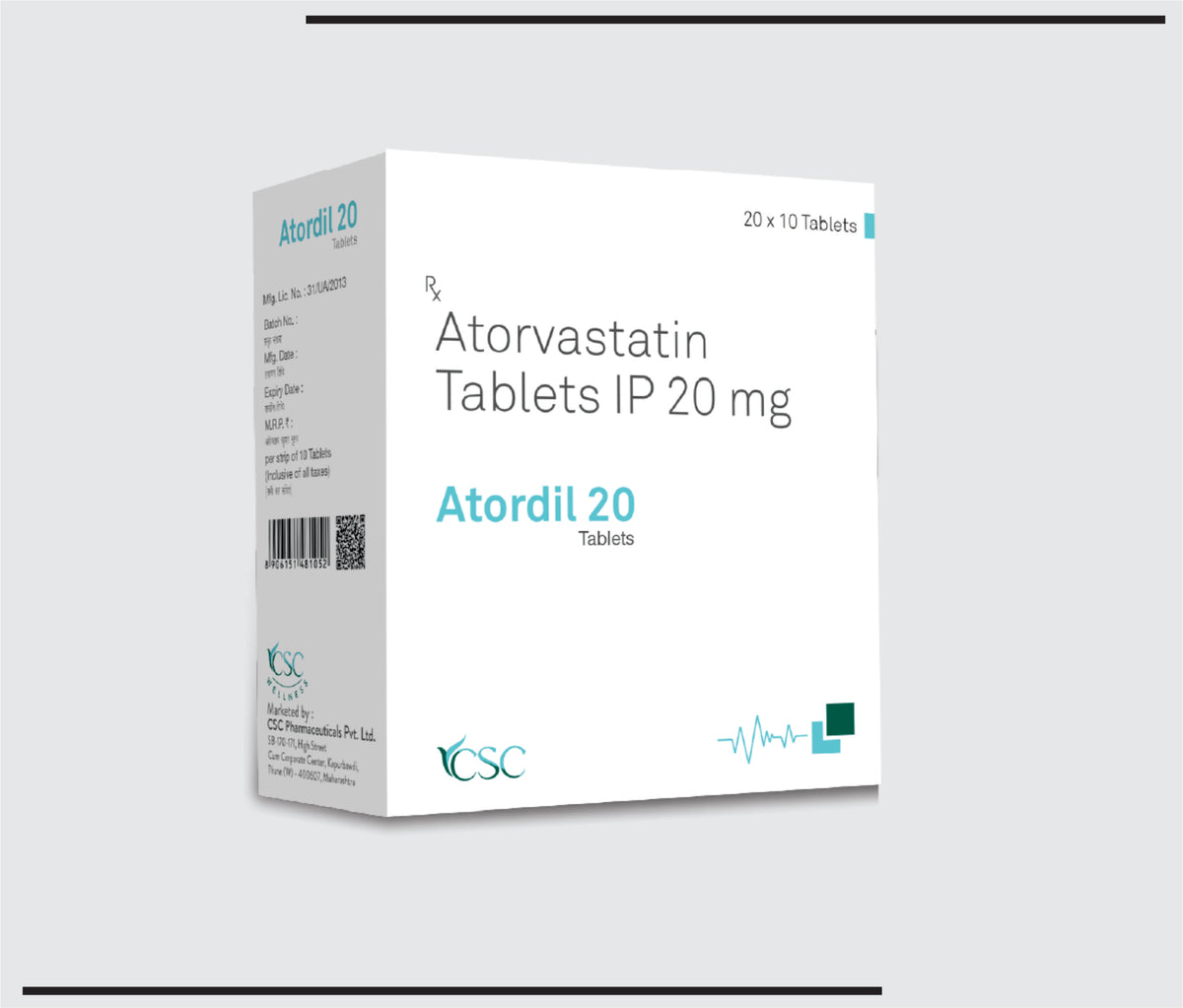 Atordil 20 (20x10) Atorvastatin Calcium 20mg  by Csc
