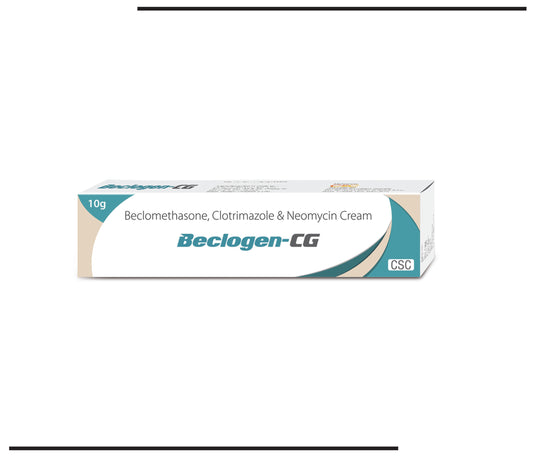Beclogen CG  (10g) Beclomethasone 0.25% + Clotrimazole 1% + Neomycin 0.5% by Csc