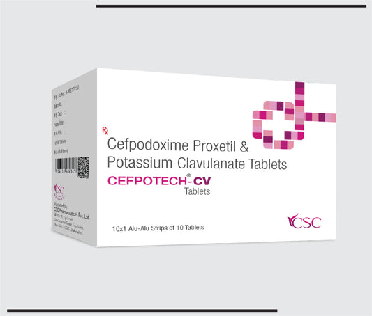Cefpotech CV  (10x1x10) Cefpodoxime 200 mg + Clavulanic Acid 125mg by Csc