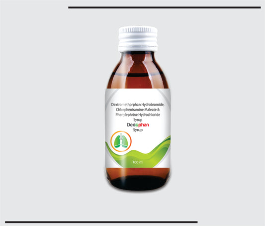 Dexophan (100ml) Dextromethorphan Hydrobromide + Chlorpheniramine maleate + phenylephrine Hydrochloride Syrup by Csc