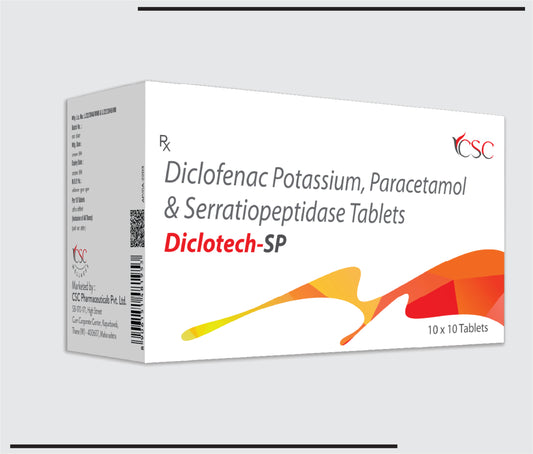 Diclotech SP (10x10) Diclofenac 50 mg + Paracetamol 325 mg + Serratiopeptidase 15mg  by Csc