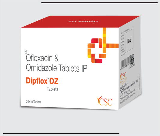 Dipflox OZ (20x10) Ofloxacin 200 mg + Ornidazole 500 mg by Csc