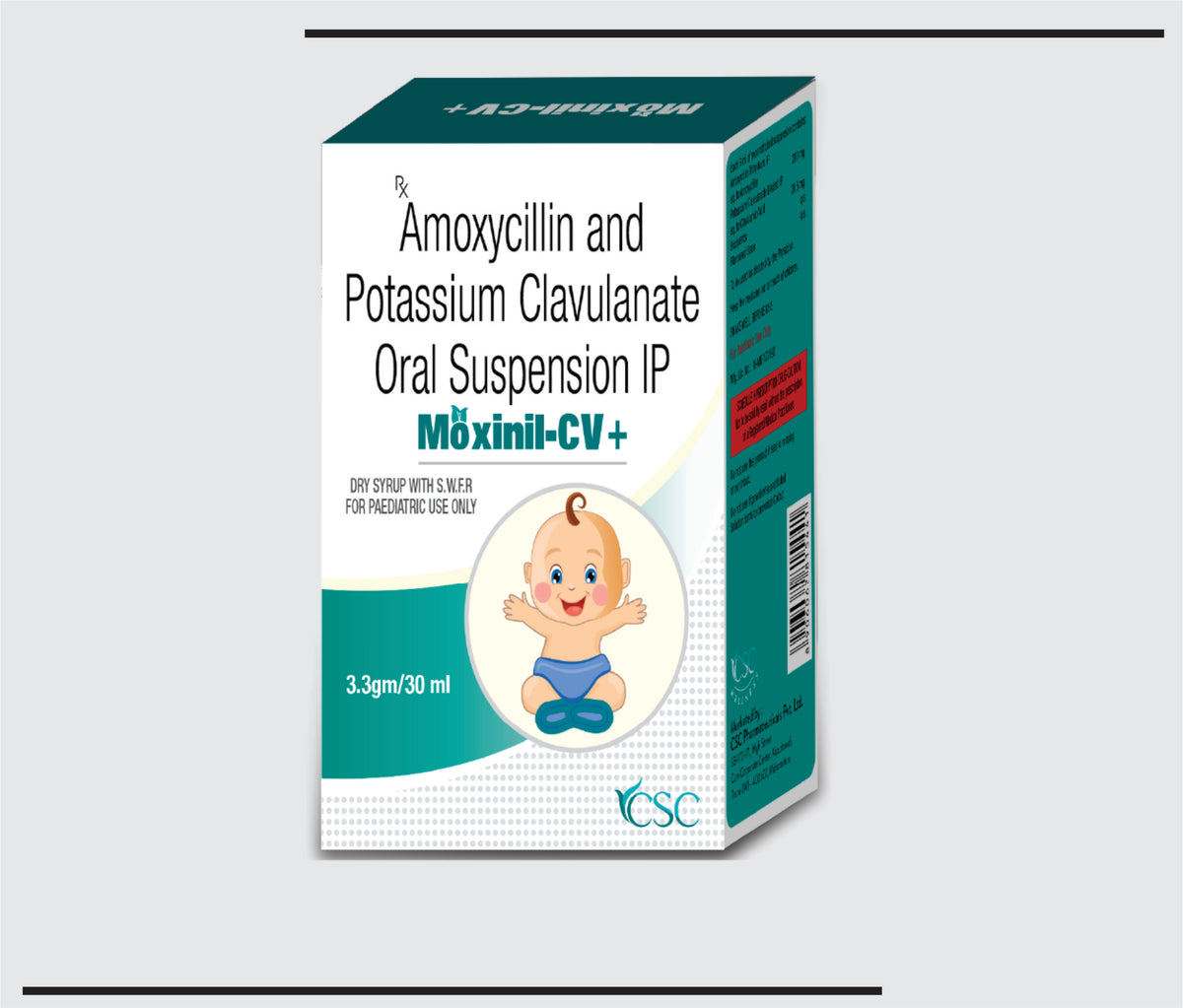 Moxinil CV + (30 ml ) Amoxycillian 200 mg + Clavulanic acid 28.5 mg  by Csc